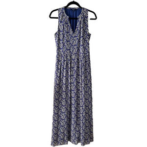 Madewell Blue White Floral Sleeveless Silk Maxi Dress